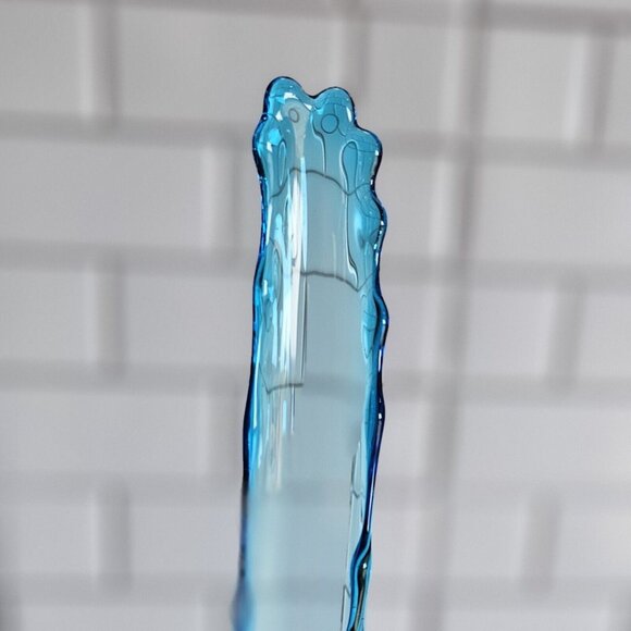 MCM Fenton Glass Sapphire Colonial Blue Tall Swung Vase 19.5 Tall Thumbprint VTG - Picture 9 of 16